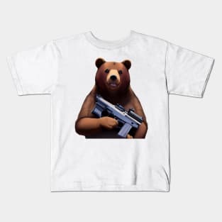 Bear Gun Sticker Kids T-Shirt